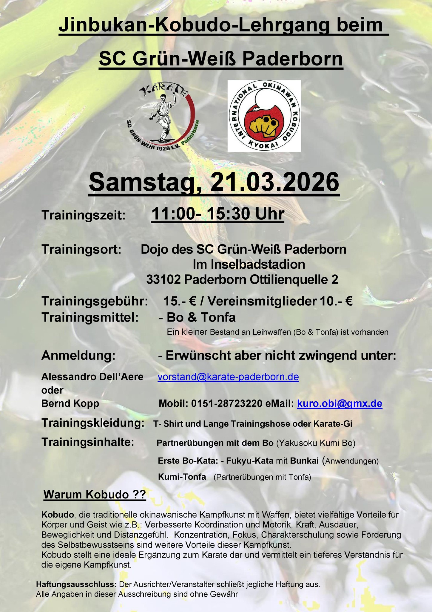 Kobudo Lehrgang am 21. März